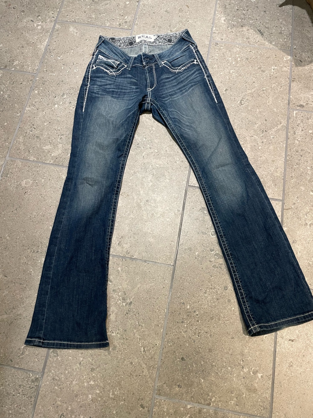 Ariat R.E.A.L. Mid Rise Stretch Entwined Boot Cut Western Riding Jeans 28R